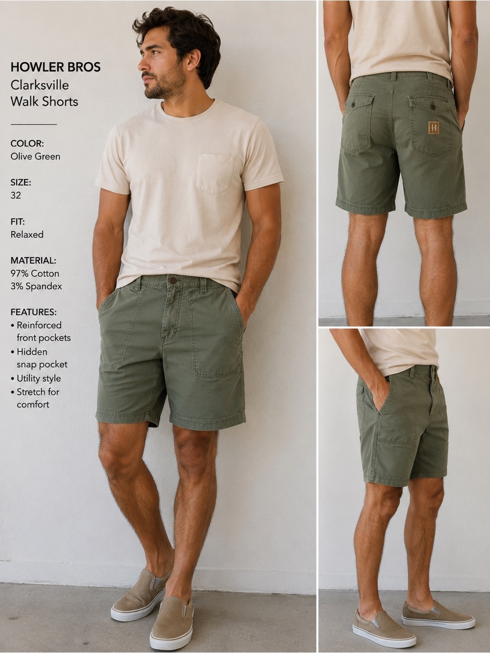 Howler Bros Clarksville Walk Shorts Men’s Size 32